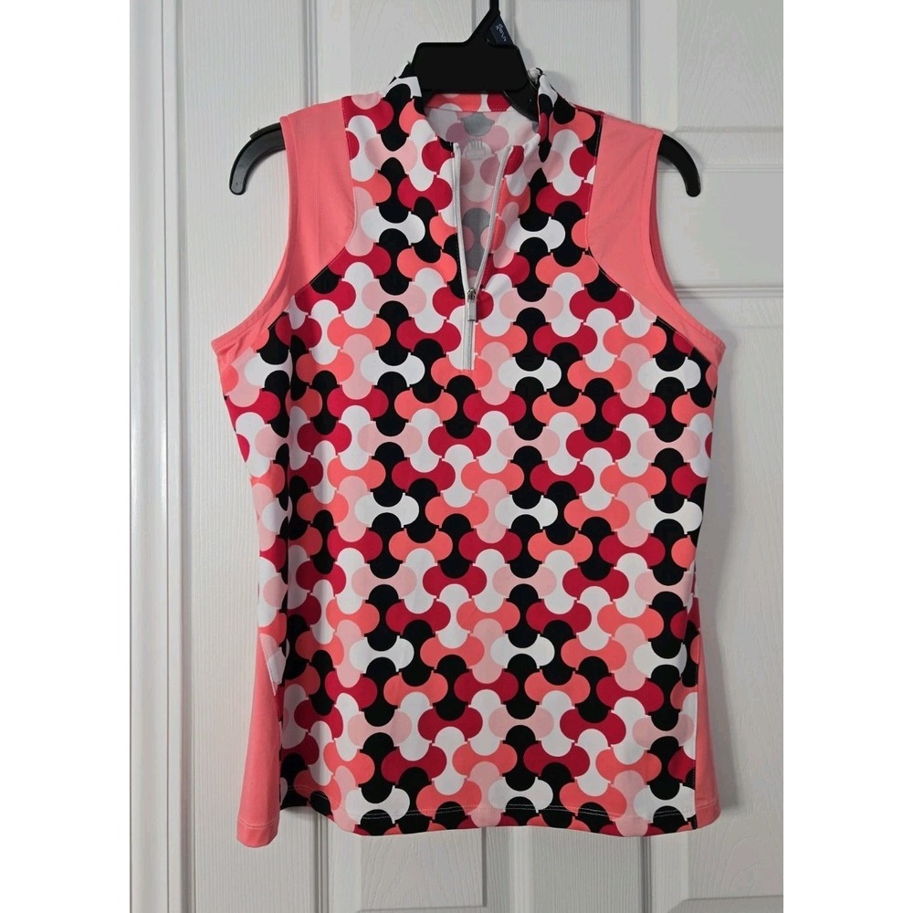 Tail Sleeveless Multicolor Geometric Women's Athletic Top, Size Large